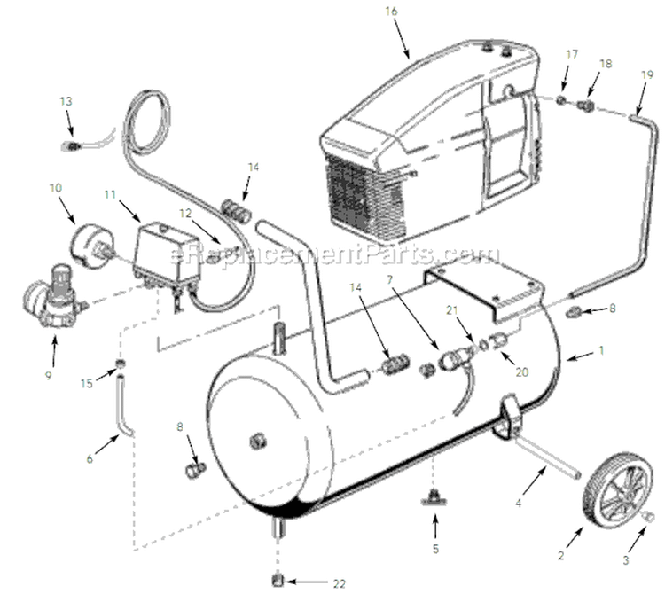 Page A Diagram and Parts List for FX201050AV 2001 Campbell Hausfeld Compressor